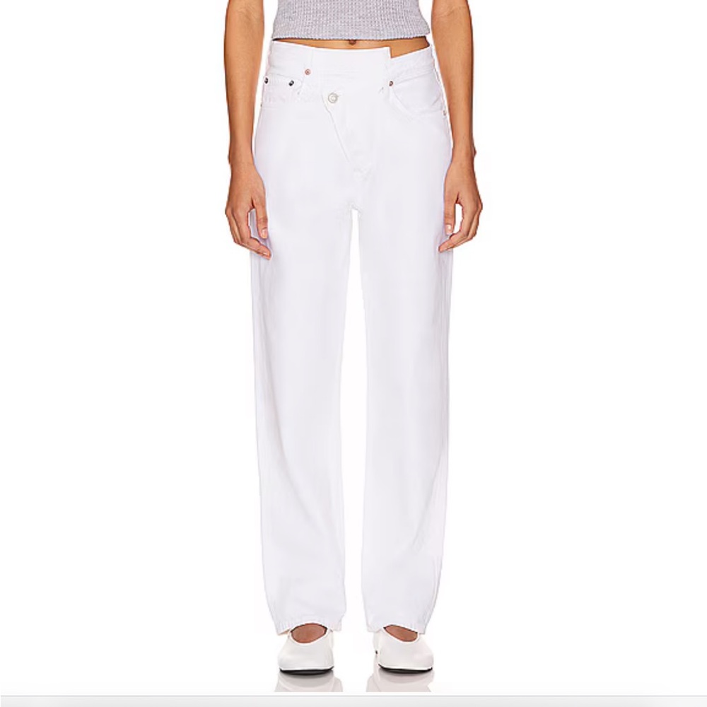 Agolde criss cross white/ bone colored jean